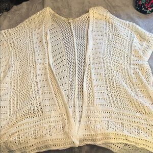 miami Open-Weave Knit Cardigan in Cream